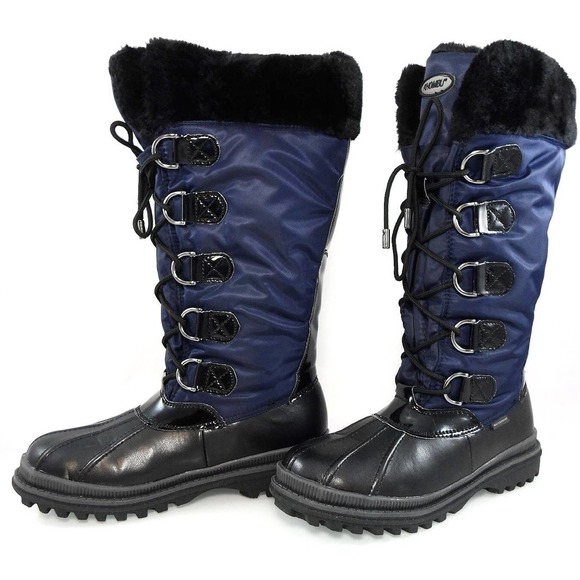 NIB$149 KHOMBU BIRCH HIGH 2 WATERPROOF FUR INSULATED DUCK TOE LACE UP BOOTS 7 - Picture 3 of 6